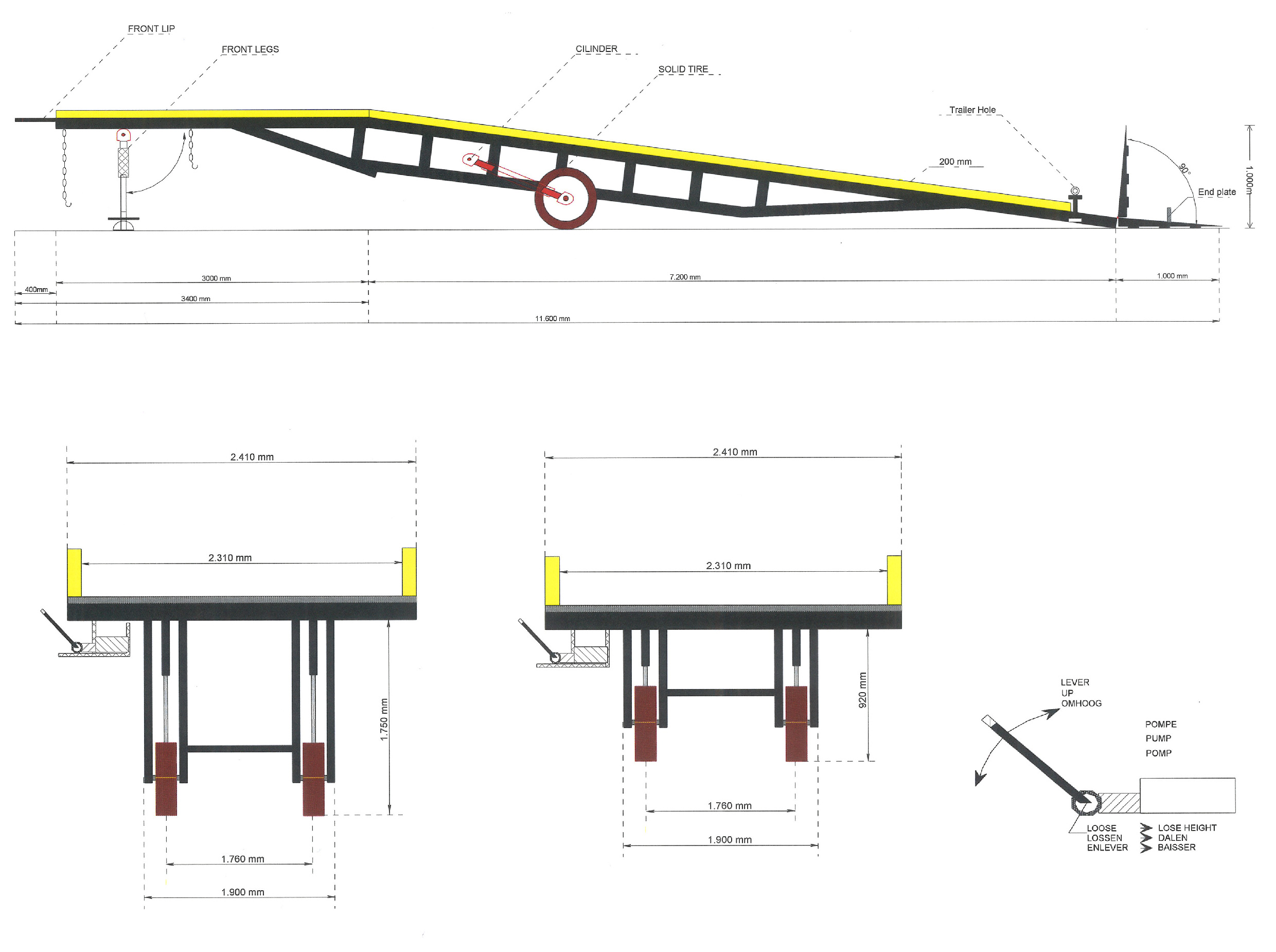 Rampa grande GR2000 para carretillas elevadoras (2.200 mm x 2.000 mm x 80  mm), carga máx. 6.500 kg, SolidHub